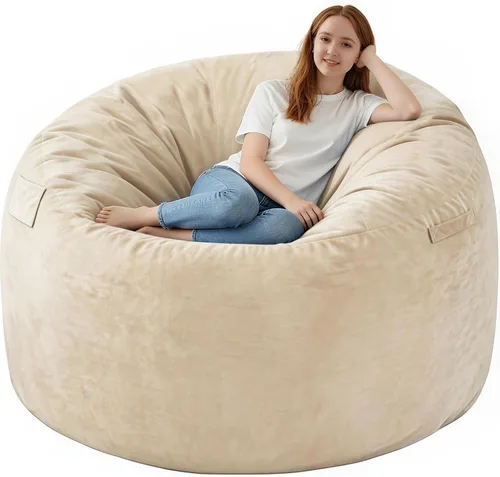 Vista 33 de Silla de Puf de 2 pies, Sillas de Puf Cómodas con Relleno de Espuma Viscoelástica, Sofá de Puf Esponjoso con Cubierta de Terciopelo Holandés, Sillas