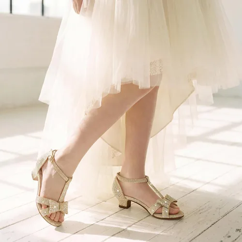 Vista 6 de Walofou Sandalias para Bebés, Niños Pequeños y Niños Grandes para Niñas Elegante-champán