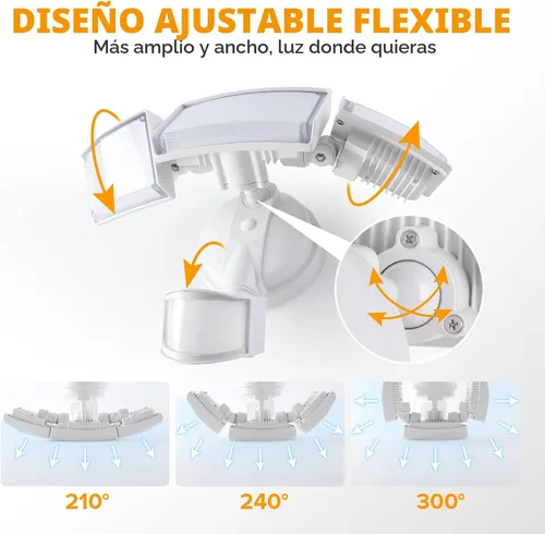 Vista 7 de LUTEC Luces de Seguridad LED de 72W 7500LM con Sensor de Movimiento para Exteriores, 5000K Luz de Día, IP65 Resistente al Agua, de Anochecer a Blanco