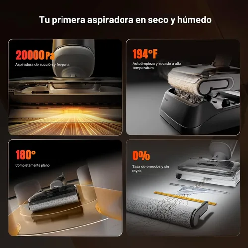 Vista 9 de Roborock F25 GT Set - Aspiradora y trapeador inalámbrico en seco y húmedo, limpiador de suelos de 20000Pa para pisos de baldosas y suelos duros