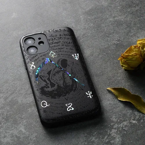 Vista 4 de Carveit Funda protectora de madera de diseñador para iPhone 12 (grabado de madera e incrustaciones de carcasa), compatible con iPhone 12 MagSafe