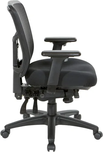 Vista 5 de Asiento de respaldo alto Office Star ProGrid con brazos ajustables y deslizador de asiento multifunción, Metal, Negro