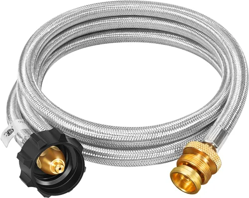 Vista 9 de GasSaf Manguera de Propano de 4 Pies, Manguera Adaptadora de Propano Conexión de Tanque de 1 lb a 20 lb para Parrillas Weber Q, Planchas Blackstone