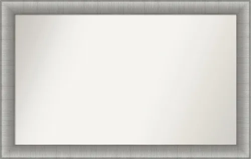 Vista 534 de Amanti Art Espejo de baño plateado para sobre el fregadero, 28 x 37 pulgadas, elegante espejo rectangular de peltre cepillado, marco de madera