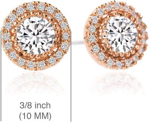 Vista 4 de A+O Regalo de dama de honor, poste de cristal o aretes de clip en plata, oro, oro rosa