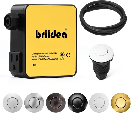 Vista 20 de Kit de interruptor de aire para eliminación de basura, desagüe de fregadero, eliminación de residuos largo, botón de aire de encendido/apagado