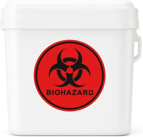 Vista 4 de Biohazard - Calcomanías de etiquetas de seguridad ISO, calcomanías de vinilo de 4 x 4 pulgadas (paquete de 5), resistentes a la intemperie