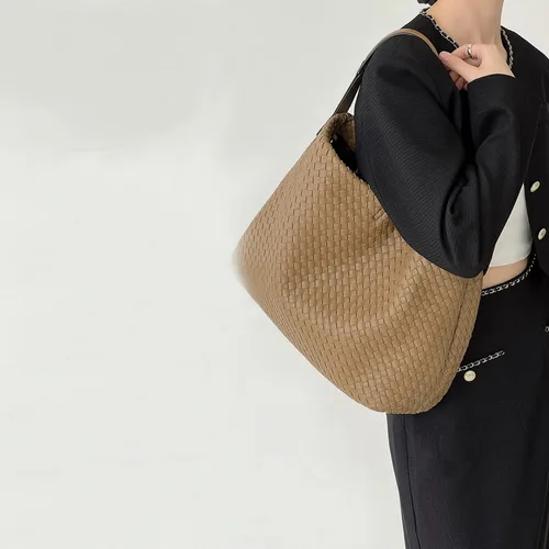 Vista 7 de JINMANXUE Bolso Boston para mujer, bolso tejido de cuero vegano, bolso de mensajero para mujer, bolso de hombro de moda, casual hobo
