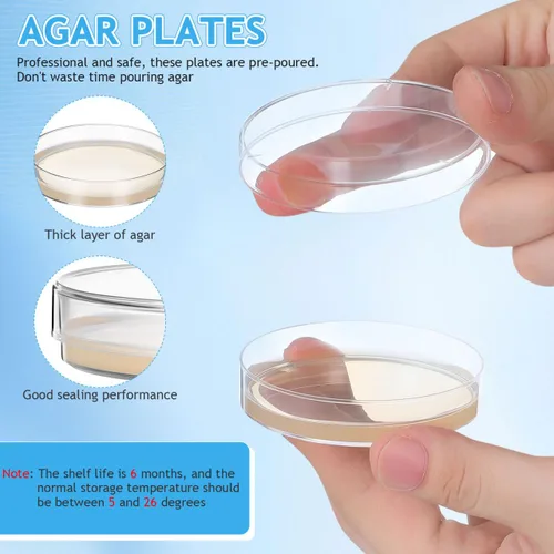Vista 5 de Generic Placas de agar prevertidas, placas de agar nutrientes, placas de Petri con suministros de experimentos científicos para uso en el aula