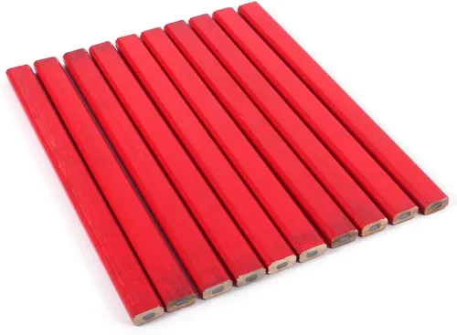 Vista 2 de Raguso 10 unidades por paquete de lápices de carpintero de plomo duro de 6.890 in, lápiz rojo para carpintería para constructor, juego