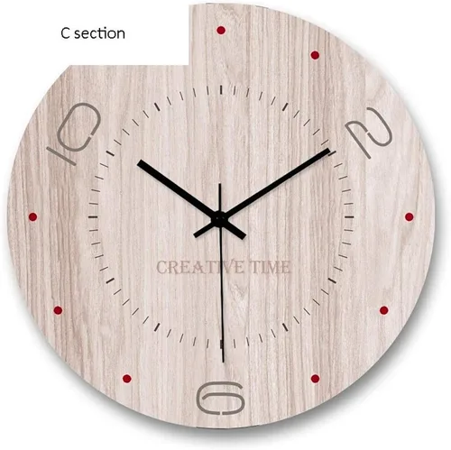 Vista 6 de Reloj de pared para sala de estar, reloj de pared de madera, reloj de cuarzo silencioso para el hogar, reloj de pared redondo para dormitorio