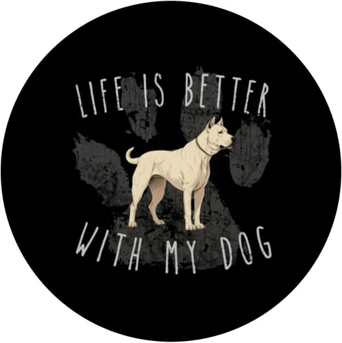 Vista 3 de Dogo Argentino Life is Better With My Dog Cute Pet Mom Dad PopSockets Standard PopGrip