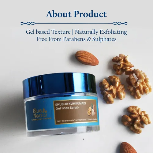 Vista 8 de Blue Nectar Hidratante facial de azafrán antienvejecimiento para mujeres (1.7 onzas líquidas) parado con gel de nuez para exfoliación profunda