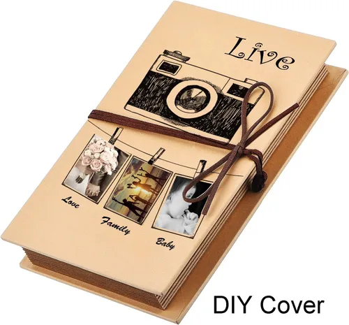 Vista 5 de Mudder Álbumes de recortes de tapa dura para fotos de 4 x 6 pulgadas, papel kraft hecho a mano para álbumes de recortes DIY, aniversario, cuaderno