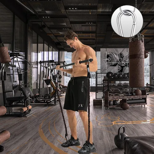 Vista 5 de Barra de banda de resistencia, barra de pilates portátil con bandas de resistencia, entrenamiento de gimnasio en casa, sentadillas, yoga, pilates