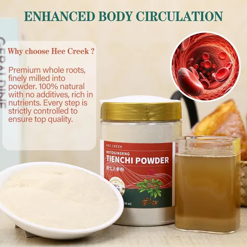 Vista 6 de Polvo Tienchi 100% puro 300 g/10.58 oz Sanqi Notoginseng Root Powder Hierbas chinas 200 Malla ultrafina para té y sopa, sin aditivos, vegano, sin