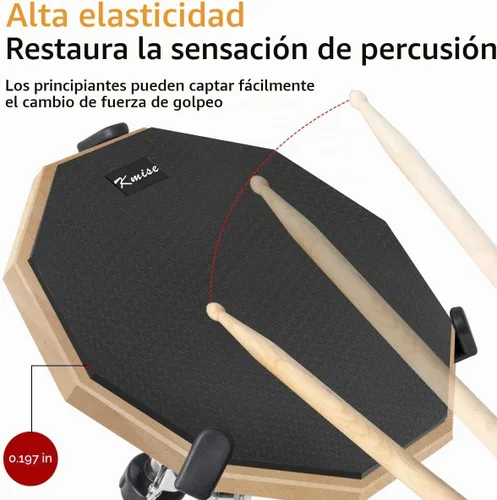 Vista 3 de Horse Almohadilla de práctica para tambor, kit de almohadillas de ejercicio para batería de doble cara de 12 pulgadas, dispositivos de soporte