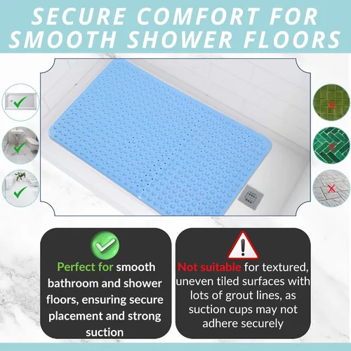 Vista 6 de ENKOSI Tapete de ducha extra grande antideslizante – 47 x 32 pulgadas – Tapete de ducha de baño XL – Tapetes de ducha grandes para suelos de ducha