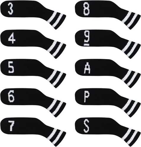 Vista 14 de Scott Edward 10 fundas para cabezas de palos de golf para hierros, básicamente, con forma de calcetines, lavables, duraderos, protectores de cabeza