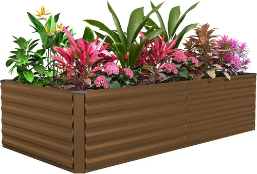 Vista 12 de Cama de jardín elevada con enrejado de arco para plantas trepadoras, cama de jardín elevada galvanizada, jardineras al aire libre para verduras