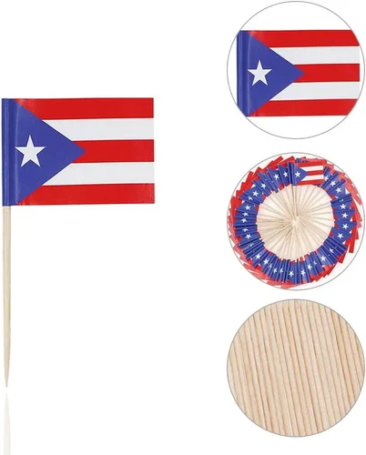 Vista 3 de DelightBox 2 Cajas Mini Banderas de Palillo de Dientes (Puerto Rico)