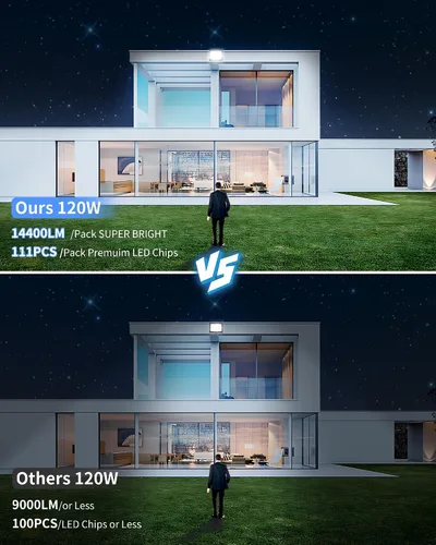 Vista 4 de Luz de inundación LED de 120 W para exteriores con enchufe, luces de seguridad superbrillantes de 14400 lm con cable, luz de trabajo LED impermeable