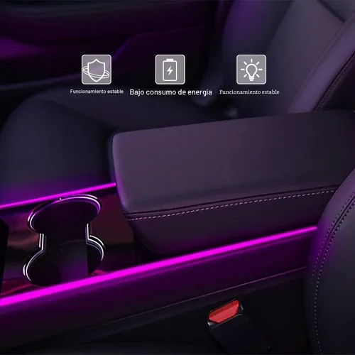 Vista 5 de Luces de interior para coche Tesla Model 3 Model Y, kits de luces RGB de neón con APP y control remoto, accesorios de iluminación ambiental Tesla