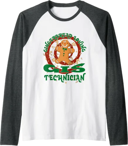Vista 13 de GIS Technician Job Gingerbread Funny Xmas Raglan Baseball Tee