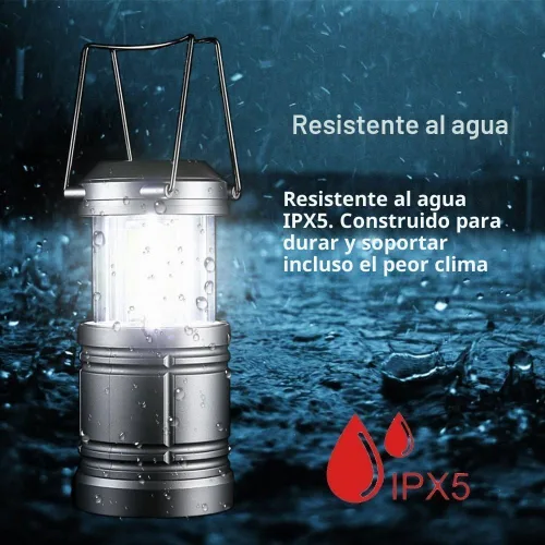 Vista 4 de Farol LED para campamento, 500 lúmenes, luces plegables para campamento, linterna de corte de energía, funciona con pilas para emergencias