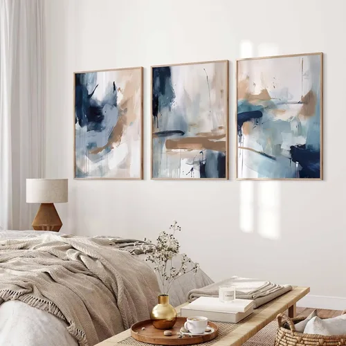 Vista 8 de Arte de pared de bosque brumoso, arte de pared de abeto, paisaje natural, lienzo, impresiones abstractas de bosques, pintura de granja, póster