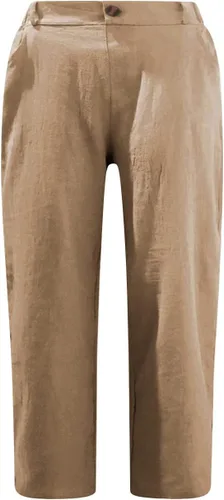 Vista 3 de XUETON Pantalones cortos de lino para mujer, pantalones cortos de verano para playa, algodón, lino, pantalones capri hasta la rodilla, pantalones