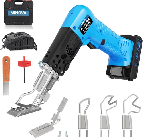 Vista 8 de Cuchillo eléctrico inalámbrico de refrigeración por aire, kit de herramientas de corte de espuma de 6 pulgadas con estuche resistente y una batería