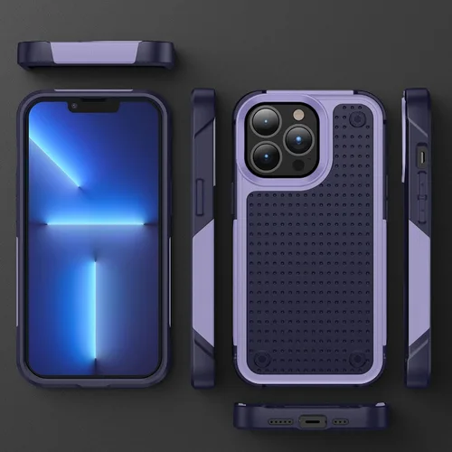 Vista 8 de Funda para iPhone 13 Pro Max, a prueba de golpes, goma de silicona 2 en 1 con policarbonato duro, protección de cuerpo completo resistente