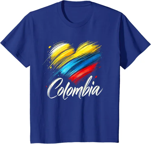 Vista 13 de Camiseta de orgullo colombiano con corazón de la bandera de Colombia