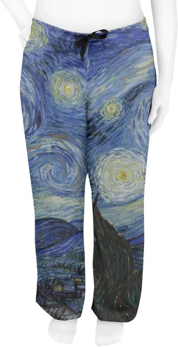 Vista 2 de The Starry Night (Van Gogh 1889) Pantalones de pijama para mujer