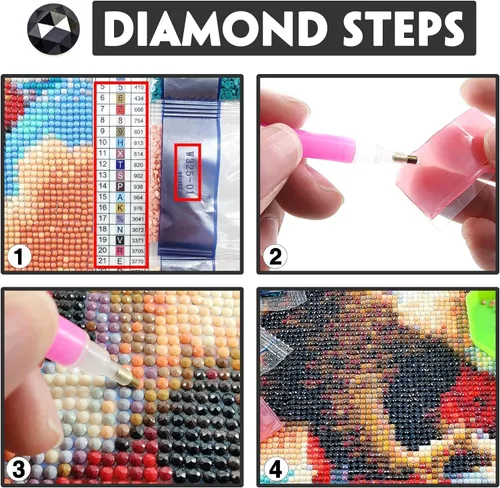 Vista 6 de Yomiie Kits de arte de diamantes 5D para adultos, pintura de diamante de cerdo, girasol, animales, bricolaje, kit de taladro redondo completo