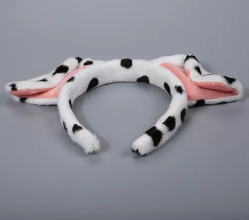 Vista 29 de CHEU Diadema dálmata con orejas de perro y cola para jugar en Halloween