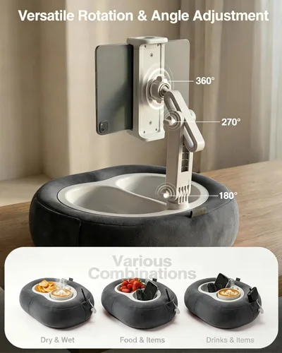 Vista 5 de Miledi Soporte de almohada para tableta, compatible con Kindle de 5 a 12.9 pulgadas, iPad, teléfono/tableta, soporte giratorio de 360° para cama