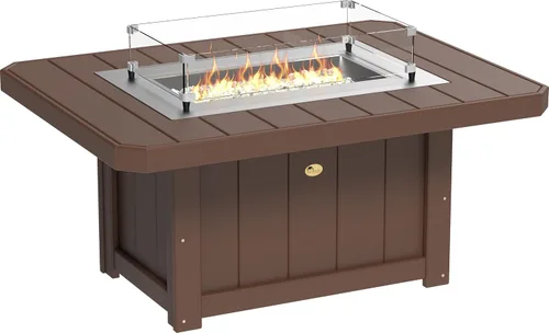 Vista 14 de LuxCraft Mesa rectangular de gas propano de 51 pulgadas para patio al aire libre con protector contra el viento de vidrio templado y cubierta