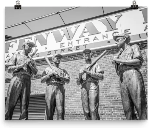 Vista 3 de 8x12 Inch Canvas Print: Fenway Park Wall Art, Bronze Statues Print, Boston Home Decor, Baseball Ballpark Picture, Living Room Artwork, Sports Gift