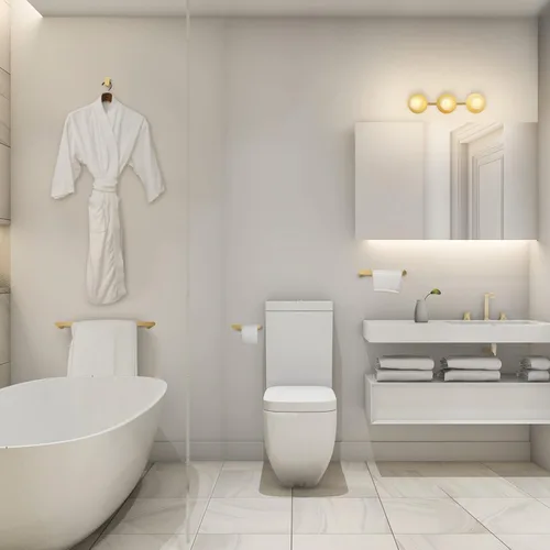 Vista 3 de Globe Electric 63000009 - Juego de baño todo en uno de 5 piezas, latón mate, luz de tocador de 3 luces de 20 pulgadas, toallero, anillo de toalla
