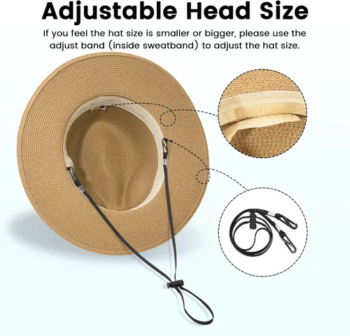Vista 3 de Simplicity Sombrero Panamá de paja de ala ancha para hombre y mujer