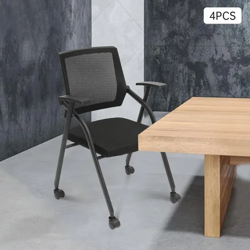 Vista 4 de 4Pack Folding Office Chairs Conference Room Chairs with Wheels Reception Guest Chair Foldable Waiting Room Chair for Office School Church Conference