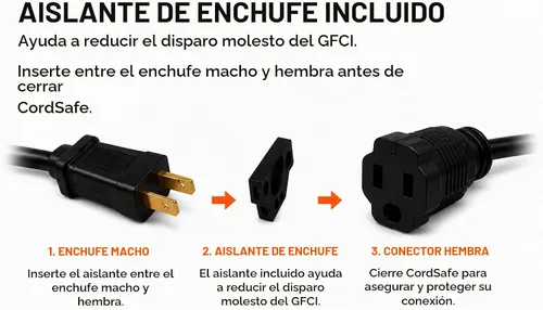 Vista 6 de Plus - Protector de conexión de cable de extensión resistente a la intemperie, se adapta a 18-12 AWG, ayuda a mantener los enchufes seguros Negro
