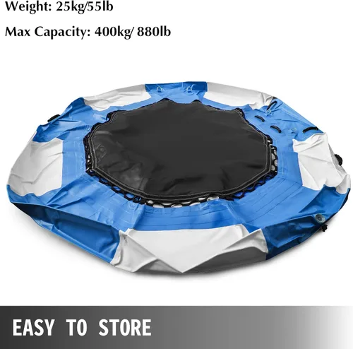 Vista 5 de Happybuy Trampolín inflable del agua, gorila inflable redonda del agua con la escalera mecánica, trampolín del agua en azul y blanco