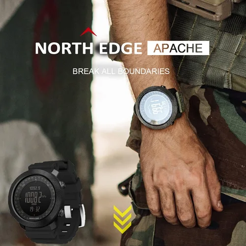 Vista 5 de HOOSHU Tactical Sports Watches for Men Digital Outdoor Survival Military Compass Rock Solid Digital Watches with Durable Band Steps Tracker