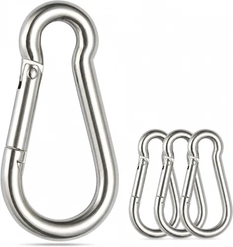 Vista 6 de Mosquetón de acero inoxidable con resorte - 304 clips resistentes de acero inoxidable, juego de 4