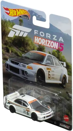 Vista 6 de Hot Wheels Colección de entretenimiento retro, Mitbisi Lncr Evluin Vi, TV y videojuegos, réplicas icónicas para jugar o exhibir, regalo