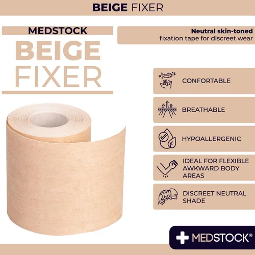 Vista 2 de MEDSTOCK Tela no tejida, rollo fijador beige, 2 "x 11 yardas, 1 rollo, cuidado de heridas, cinta adhesiva para vendaje, seguro de dispositivos