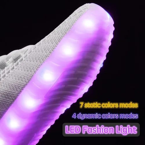Vista 3 de Zapatos iluminados para mujeres y hombres, con carga USB, LED, para adultos, malla de Halloween, brillante, luminoso, entrenadores, bailando